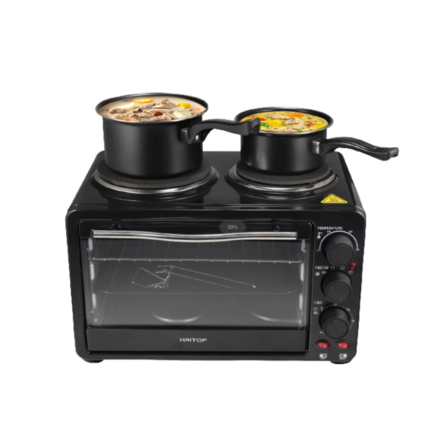 Adjustable Temperature Control 2 Plate Electric Stove With Oven Countertop mini oven with hotplates