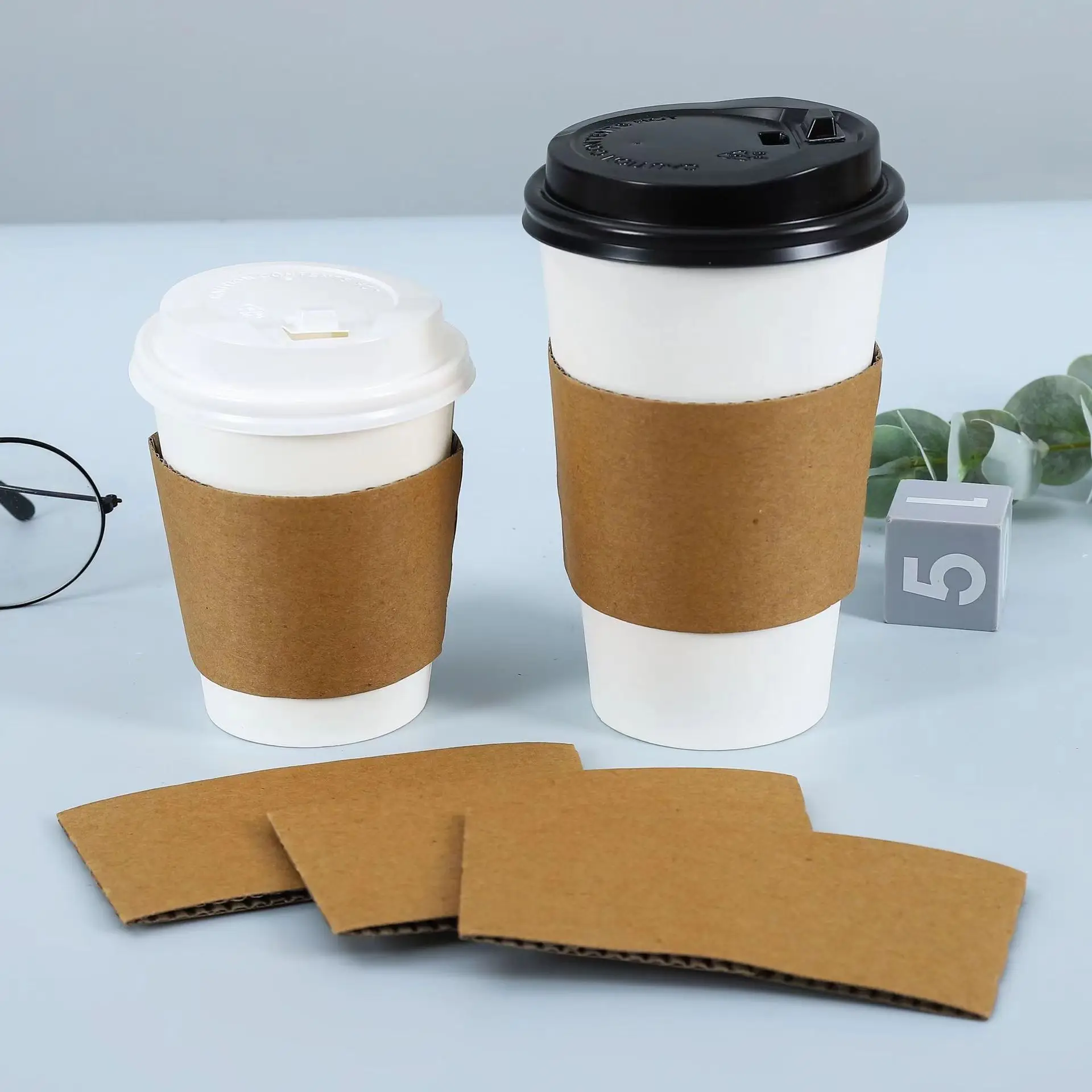 Wholesale Cheap Recyclable Eco Printing Disposable Hot Cardboard Coffee Cup Sleeve Paper Cup Sleeve with Logo