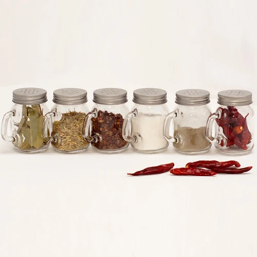 
glass spice jar set with stainless steel packing gift box 