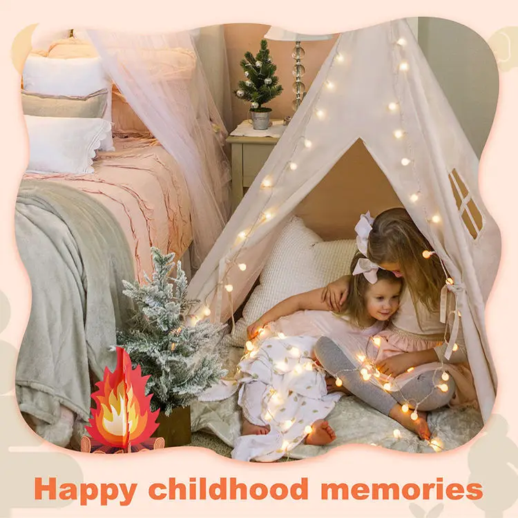 Kids Teepee Tent Indoor Outdoor Play Houser Children Camping Teepee Tent Foldable Tent For Kids