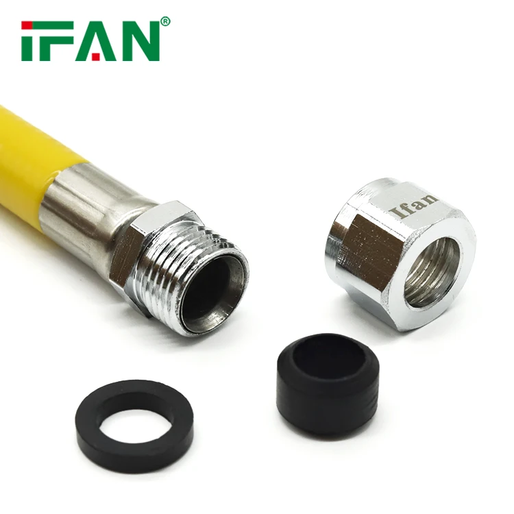 IFAN 1/2 Inch Stainless Steel 304 Flexible Braided Hose with Extended Wire Braided Pipe/ Tube/ Hose Flexible Metal Hose Gas Pipe