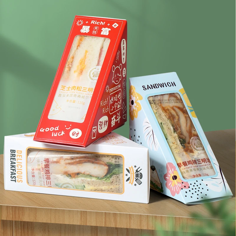 Sandwich Box-Small Sandwich Wedge Box with Window Triangular Sandwich Container