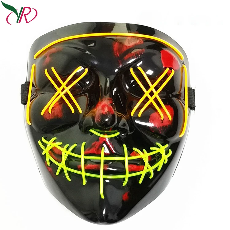 Christmas Decorat PVC halloween scary horor dj purge party masks el wire led rave helmet cosplay prop bar neon mask