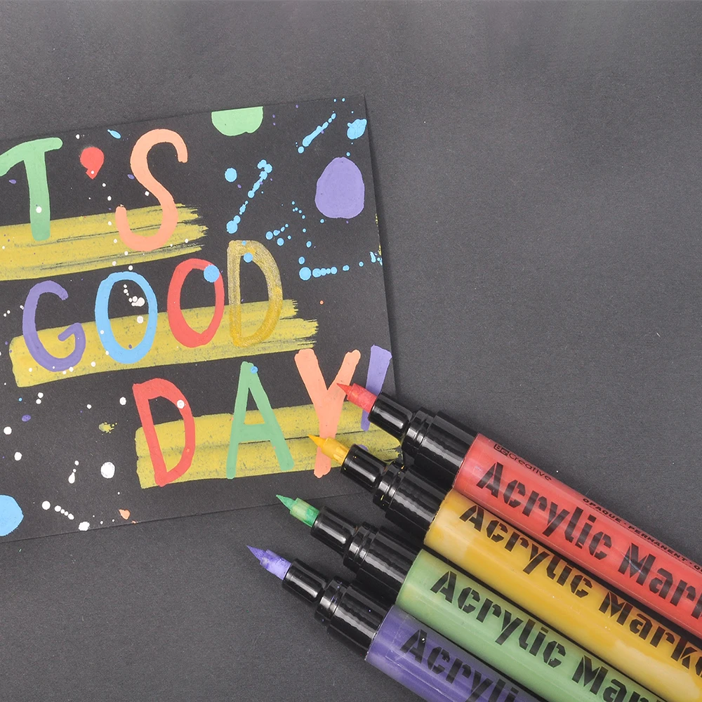 12/24/36 Colors Acrylic Paint Markers Premium Soft Brush Tip Paint Pen For Art Supplies