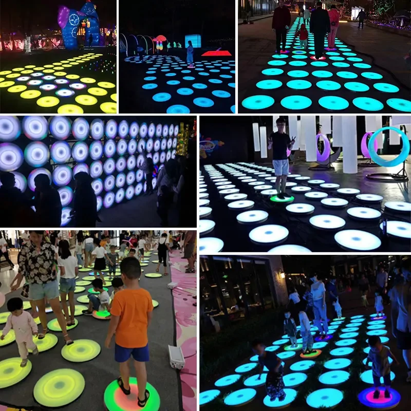 Интерактивный RGB круглый светодиодный кирпичный светильник для танцпола сенсорный напольный парка Сад Квадратный пейзаж