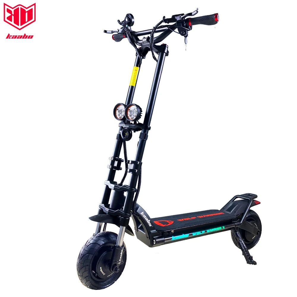 Original Kaabo Wolf Warrior X 10inch 60V 28AH Battery Top Speed 70km/h Electric Scooter with Hydraulic Shock Absorption