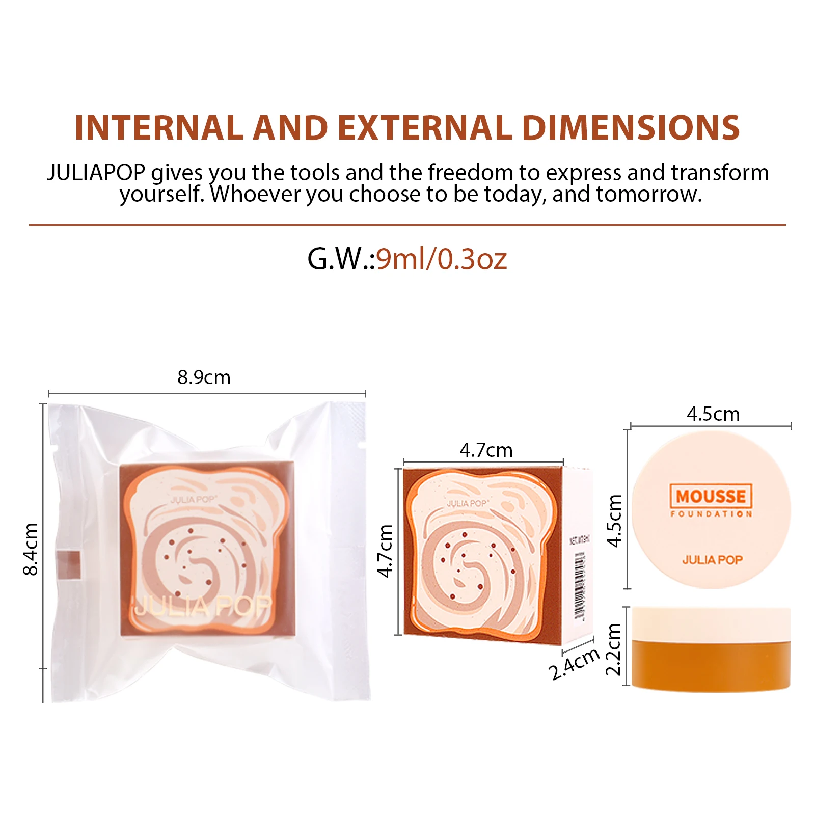 JULIAPOP bread mousse foundation cream BB cream caramel liquid foundation long lasting makeup oil control concealer 4 colors