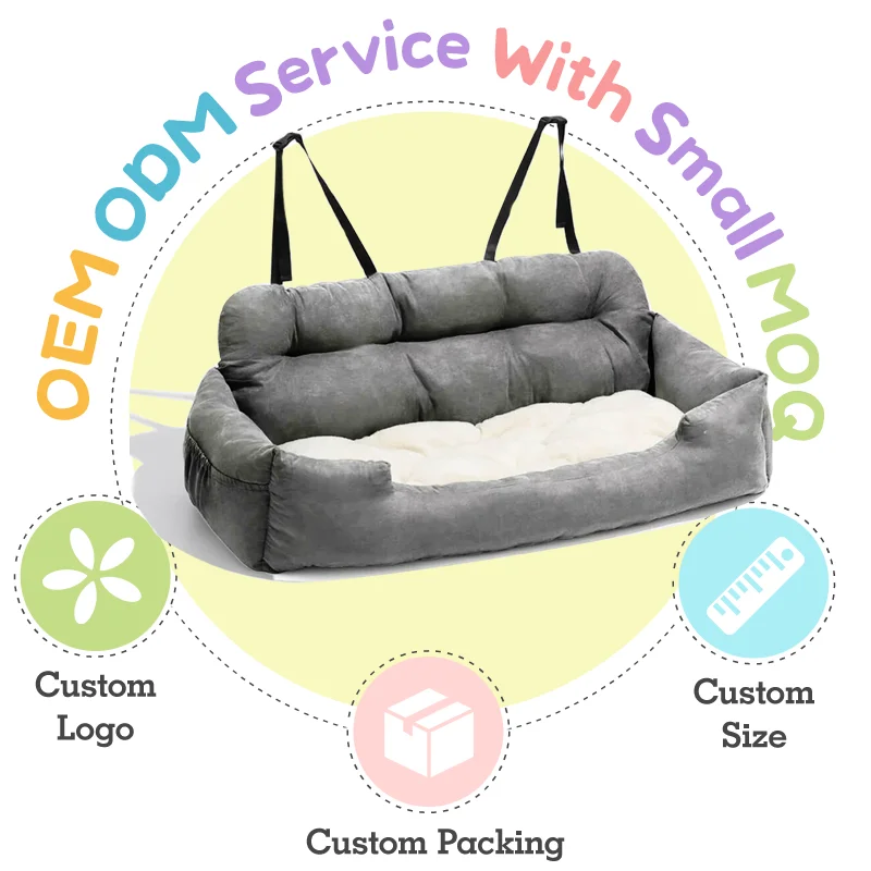 Custom Safety Travel Pet Car sofa Seat belt Foldable waterproof washable cover medium large sized Dog Car Seat cushion Covers