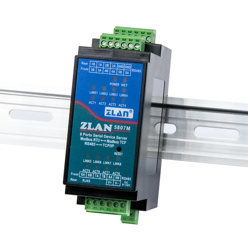 8 ports RS485 to RJ45 ethernet to serial rail modbus serial port terminal server