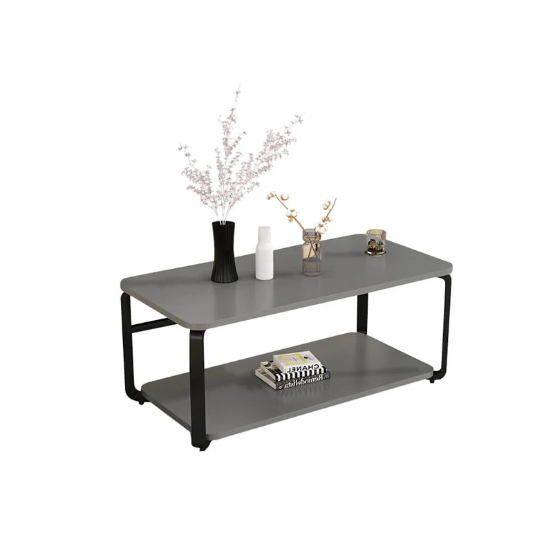 
Luxury rectangular side table modern black coffee table with storage 