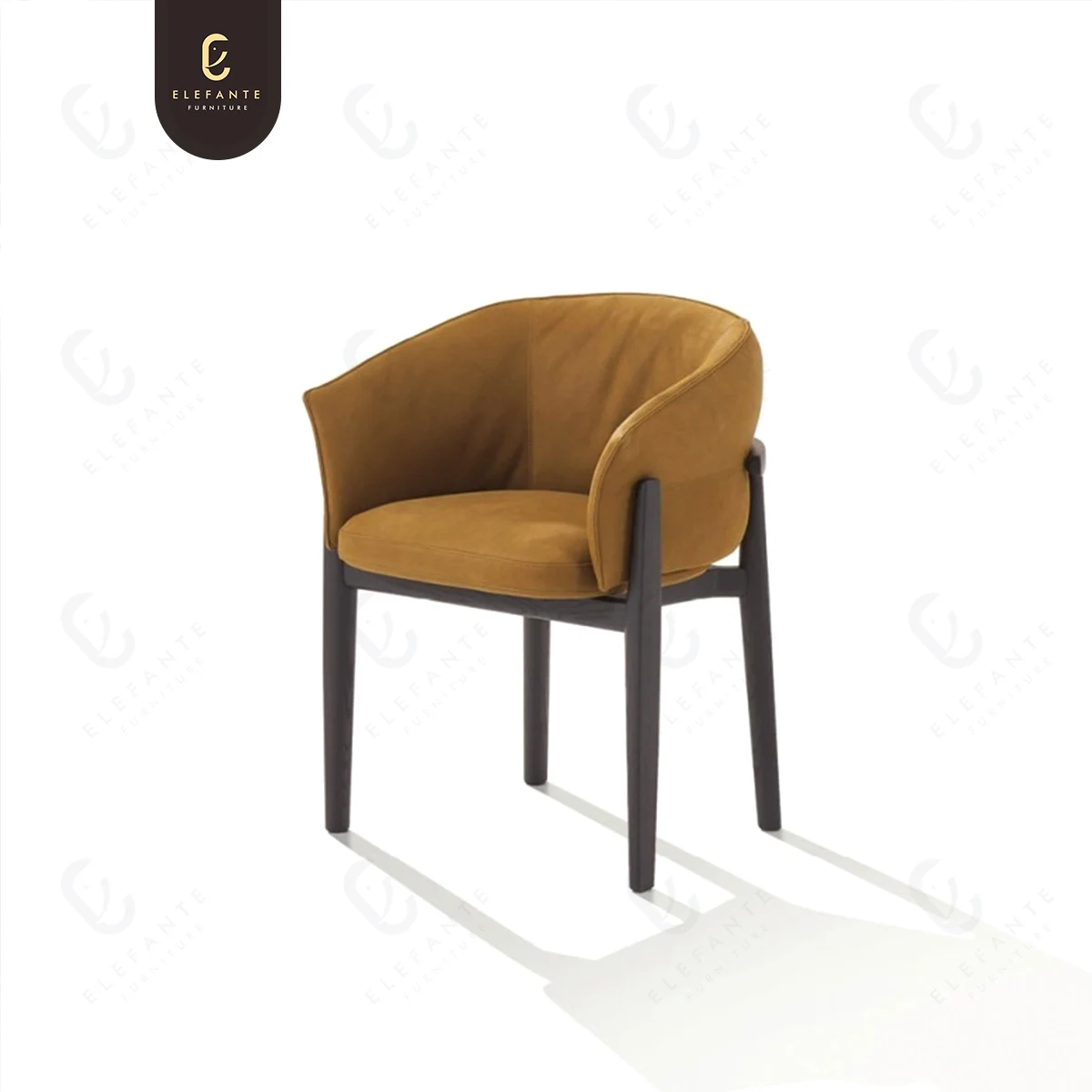 Italian Light Luxury Design Style Modern Brown Upholstered Microfiber Leather And Ash Solid Wood Leisure Chair For Living Room