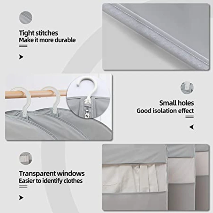 Non Woven Garment Bag Foldable Hanging Clothes Cover Travel Garment Suit Bag With Custom Logo