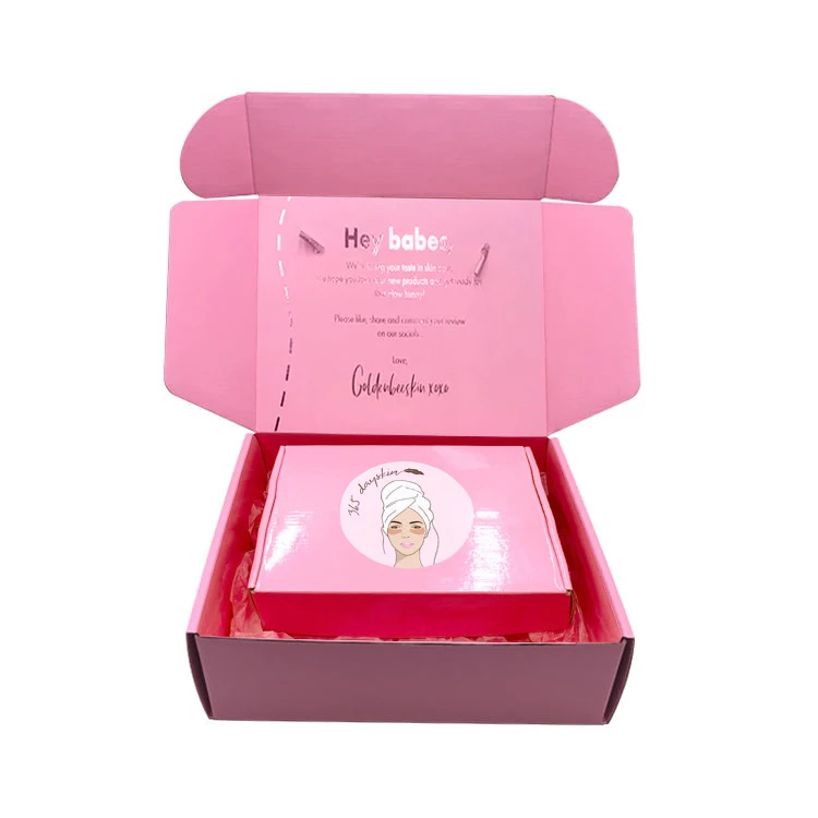 Free Design Pink Skincare Cosmetic Mailer Box Eco Custom Logo Printed Corrugated Shipping Boxes Cardboard Packaging Paper Box