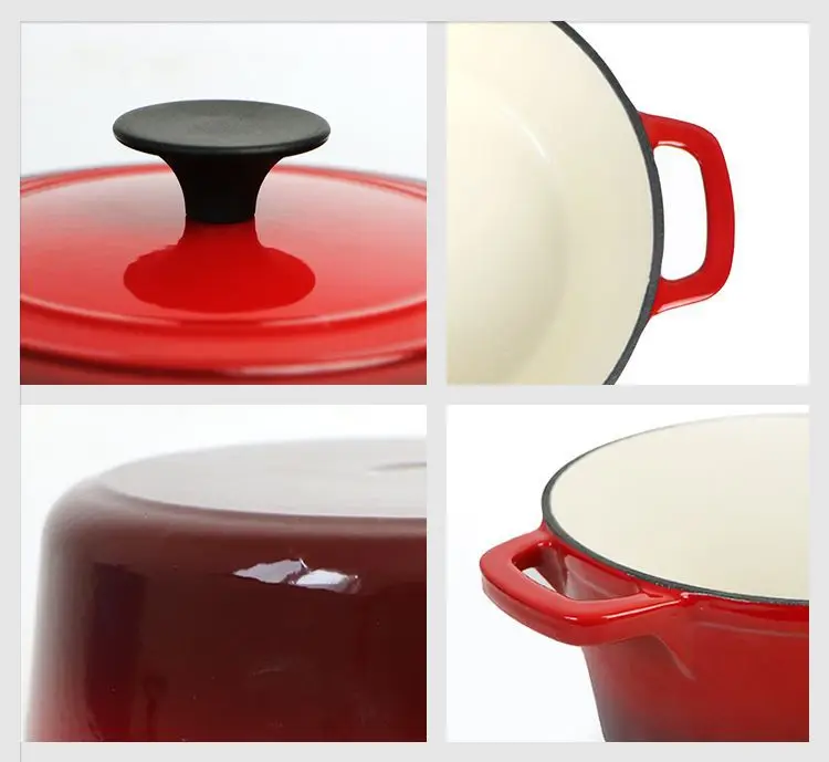 Color cast iron enamel  casserole cookware deep round covered casserole non-stick cooking pots dutch oven with metal lid