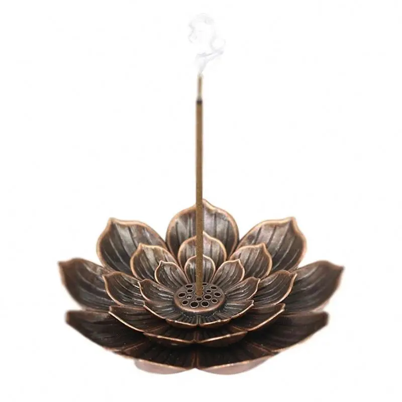 3 In1 Incense Stick Holder Alloy Lotus Line Incense Burner Crafts Home Decoration Accessories Modern Art Antique Chinese Incense
