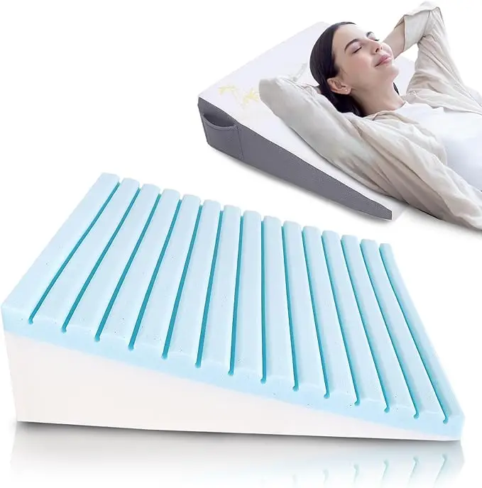 Bed Wedge Pillow for Sleeping, and Resting, Gel Memory Foam Pillow for Back Knee Pain Relief After Surgery