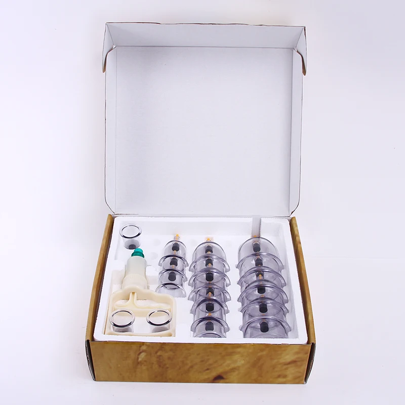 12 Pcs Professional Chinese Acupoint Massage Therapy Cups with Vacuum Pump Removable Magnetic Column Hijama Cupping Kit