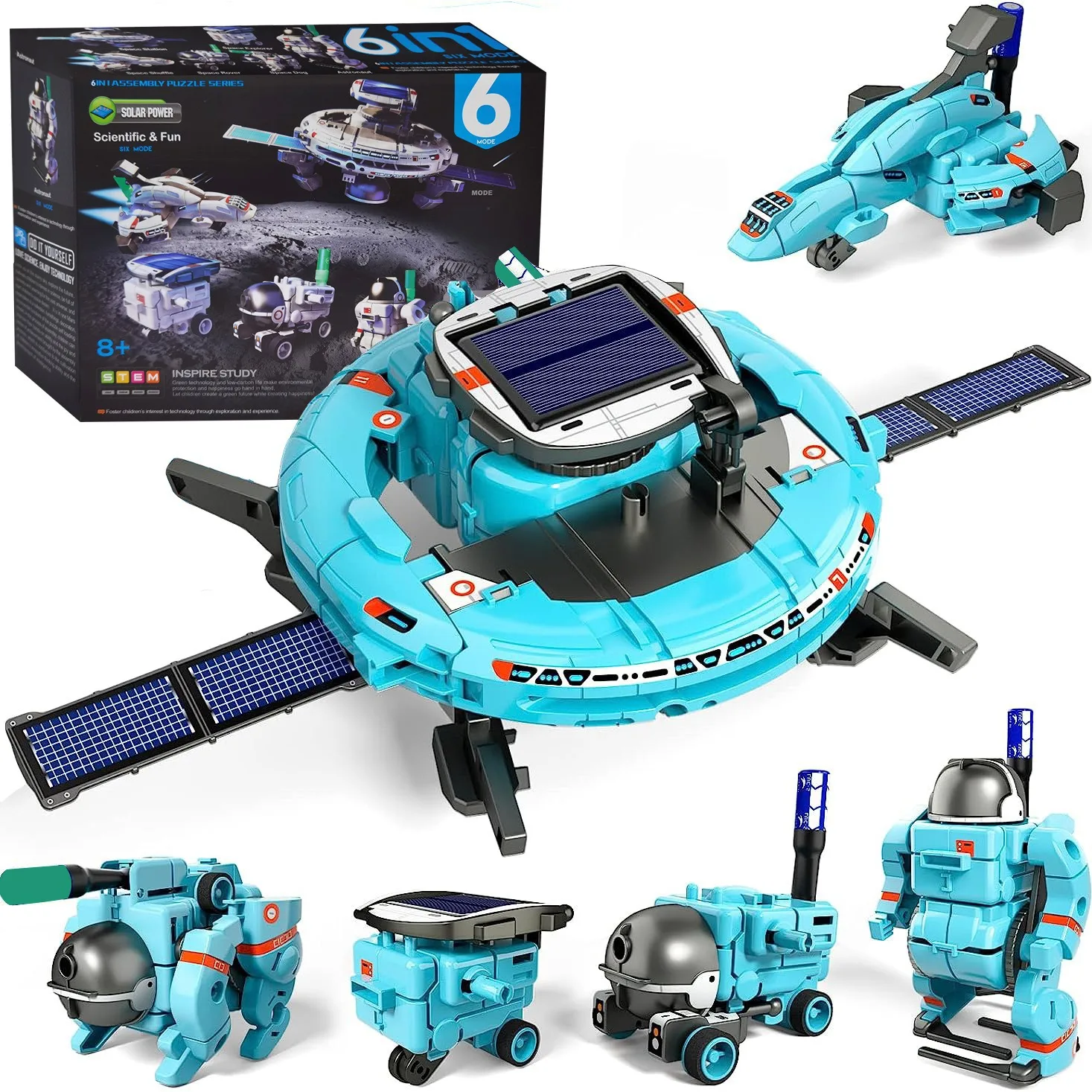 Block X Astronaut STEM 6 IN 1 Solar Power Construction Kits Children Intelligent Robot Toys Science And Fun Building Block Sets