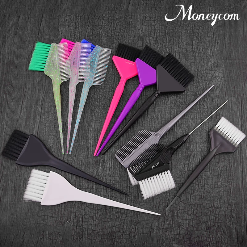 Hair Tint Brush Tools  for Baber Shop Soft Feathered Bristles Handle Baber Accessories Multicolor Glitter