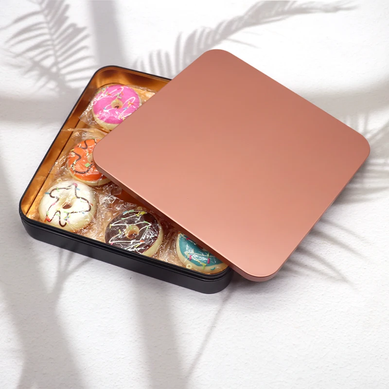 Factory Wholesale square Tin case Rectangular Large Tin Cookie Box Customized Tin Box for Biscuit