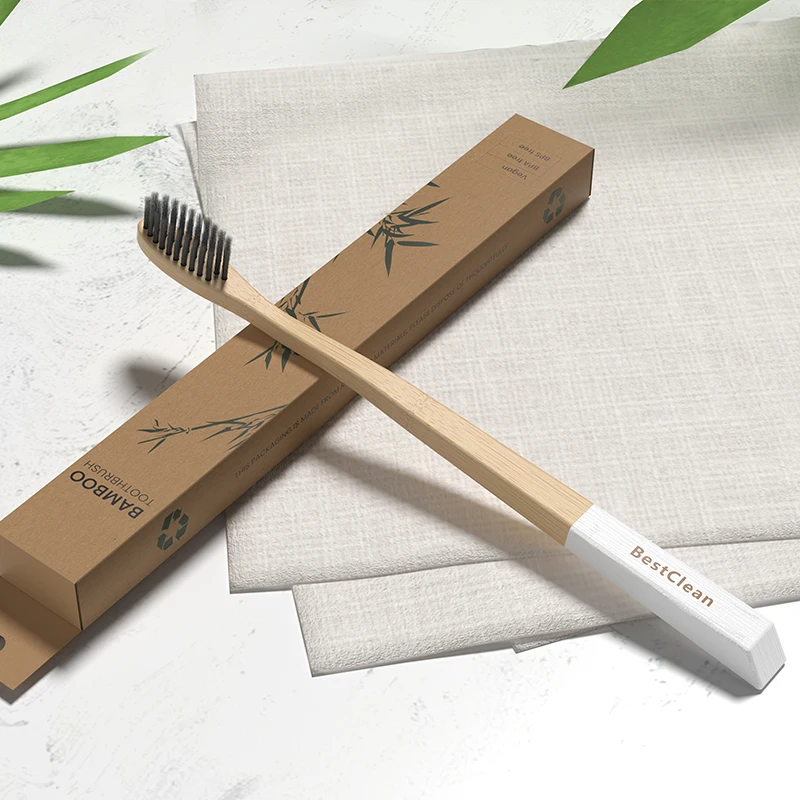 2023 Eco Friendly Charcoal Toothbrush Biodegradable Bamboo Hair Wide Toothbrush