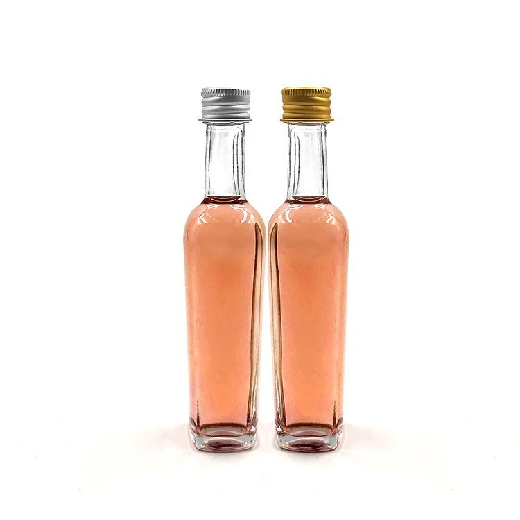 50ml square mini glass liquor spirit bottle with caps
