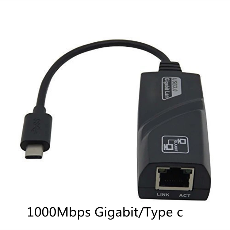 USB 3.1 Male Type-C to LAN Port RJ45 10/100/1000 MBps Gigabit Ethernet Network Adapter Connector for Macbook