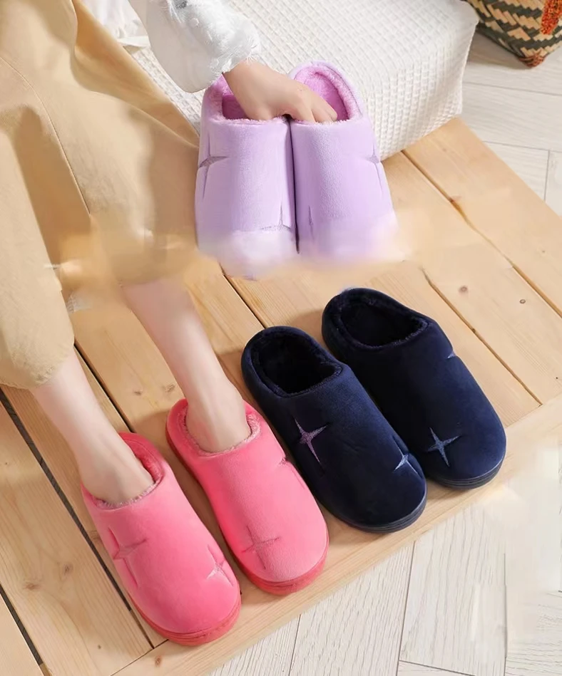 Hot Sale Winter Footwear Flat New Women Thick Indoor Home Non Slip Versatile House Shoes Warm Plush Cotton Slippers for Men