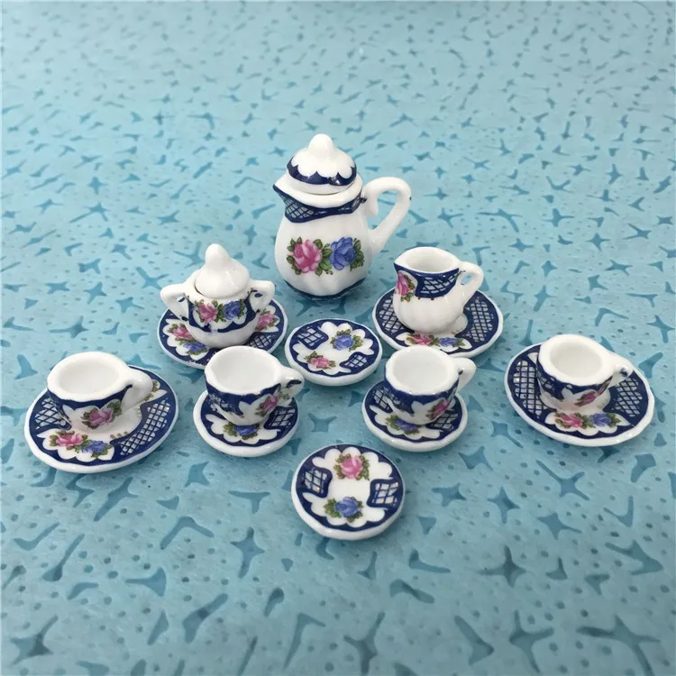 Миниатюрный Кукольный дом кухонные игрушки миниатюрный Керамический Мини-чайный набор для кукольного домика