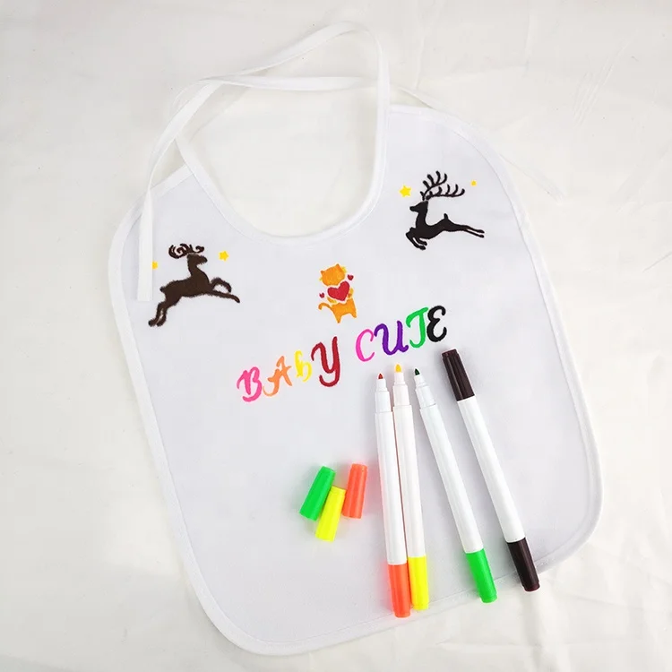 
24 Colors Waterproof Permanent Fabric Marker With Baby Bib,Fabric Textil Marker Baby Bib Set 