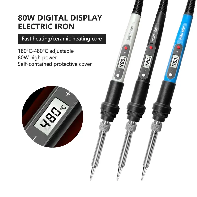 Heat Proof Rubber Handle 80w LCD Professional Soldering Iron 110V/220V Adjustable Temperature Soldering Iron