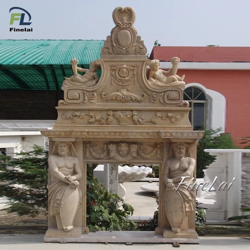 Finelai sale europe fireplace frame extra large marble fireplace fire surround and hearth