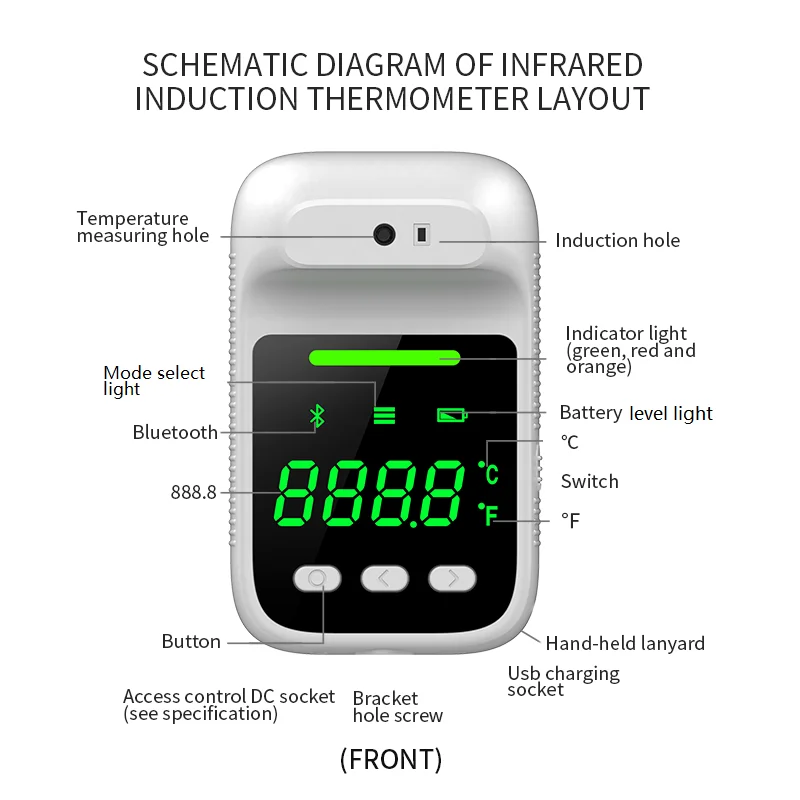 B5 thermometer touch-free sub-zero low temperature high temperature 11 countries voice version 4000 hours standby time