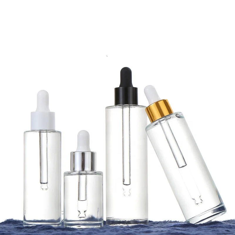 Different Colors Droppers 20ml 30ml 40ml 50ml 60ml 80ml 100ml 120ml Clear Glass Essential Oil Bottle