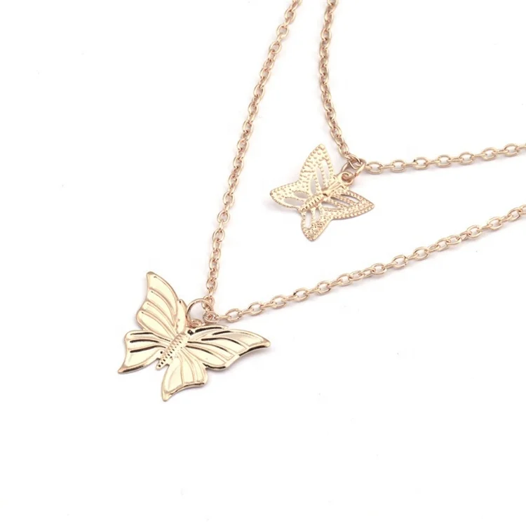 Fashion Cute Butterfly Pendant Necklace Double Butterfly Choker