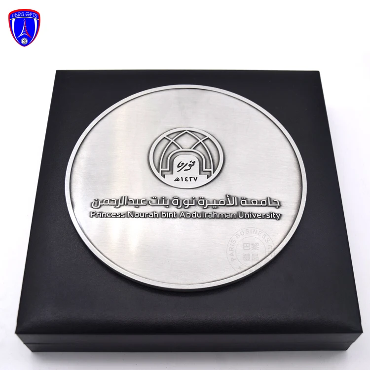Saudi Arabia custom silver zinc alloy 3d metal challenge coin thailand souvenir coin with leather box