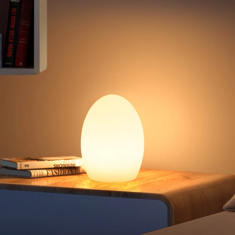 Outdoor Hotel Cafe Dining Table Colourful Ambient Lighting Decorated Egg Rechargeable Table Lamp