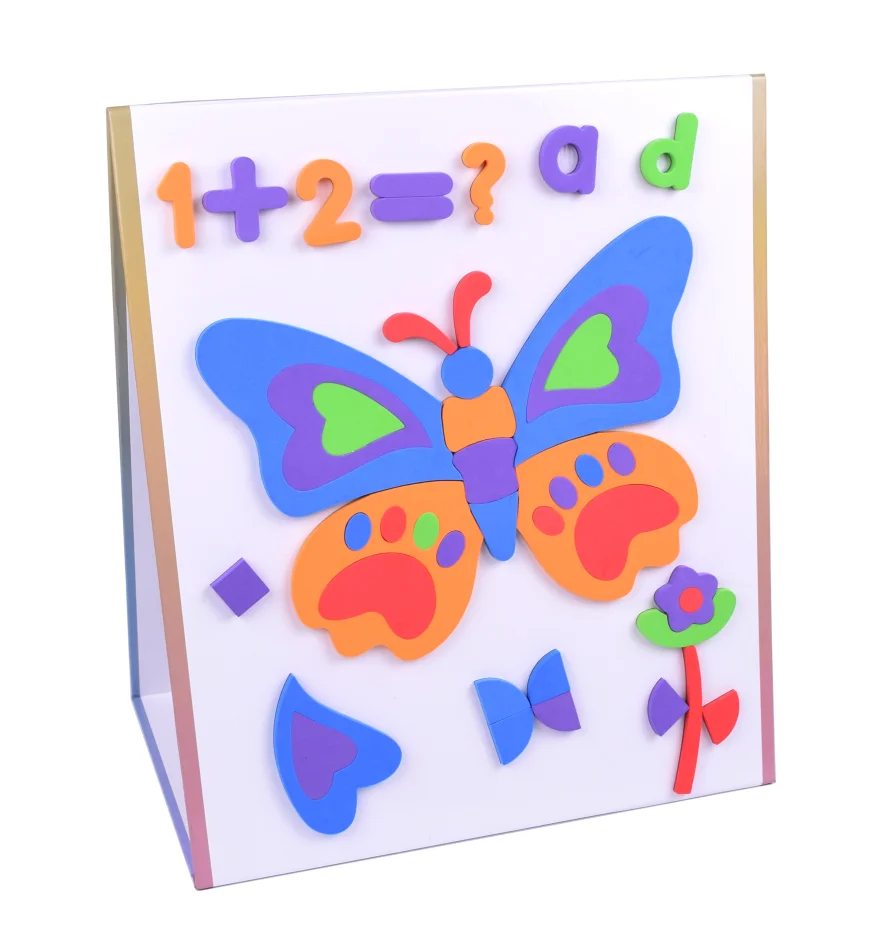Folded board with magnetic puzzle toys