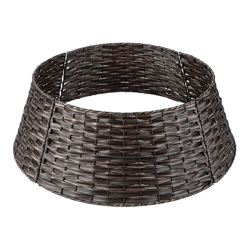Decorative  Christmas Tree Stand Cover Woven Plastic Rattan Seagrass Wicker Xmas Skirts Baskets