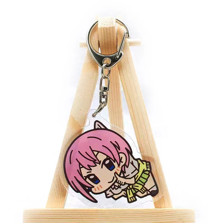 Wholesale custom flashing acrylic keychain Blank charm Cute plastic keychain