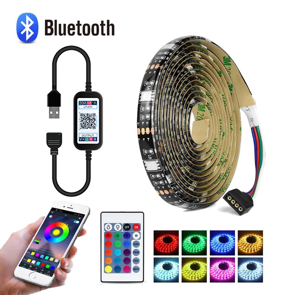 2 м USB 5 В SMD5050 30 светодиодов/м RGB ТВ подсветка светодиодная лента с беспроводным музыкальным пультом дистанционного управления