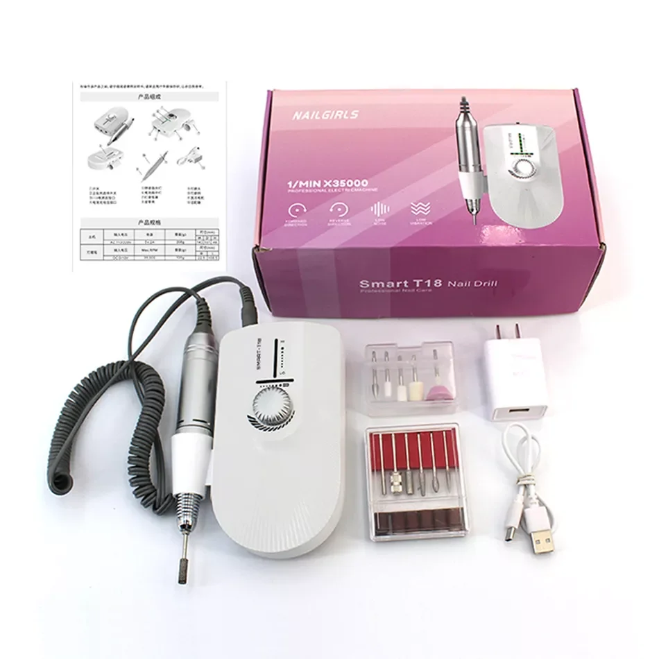 New Electric Manicure Drill 35000rpm Nail Drill For Nail Polish Remover Pedicure Machine With Drill Bits Salon Equipment