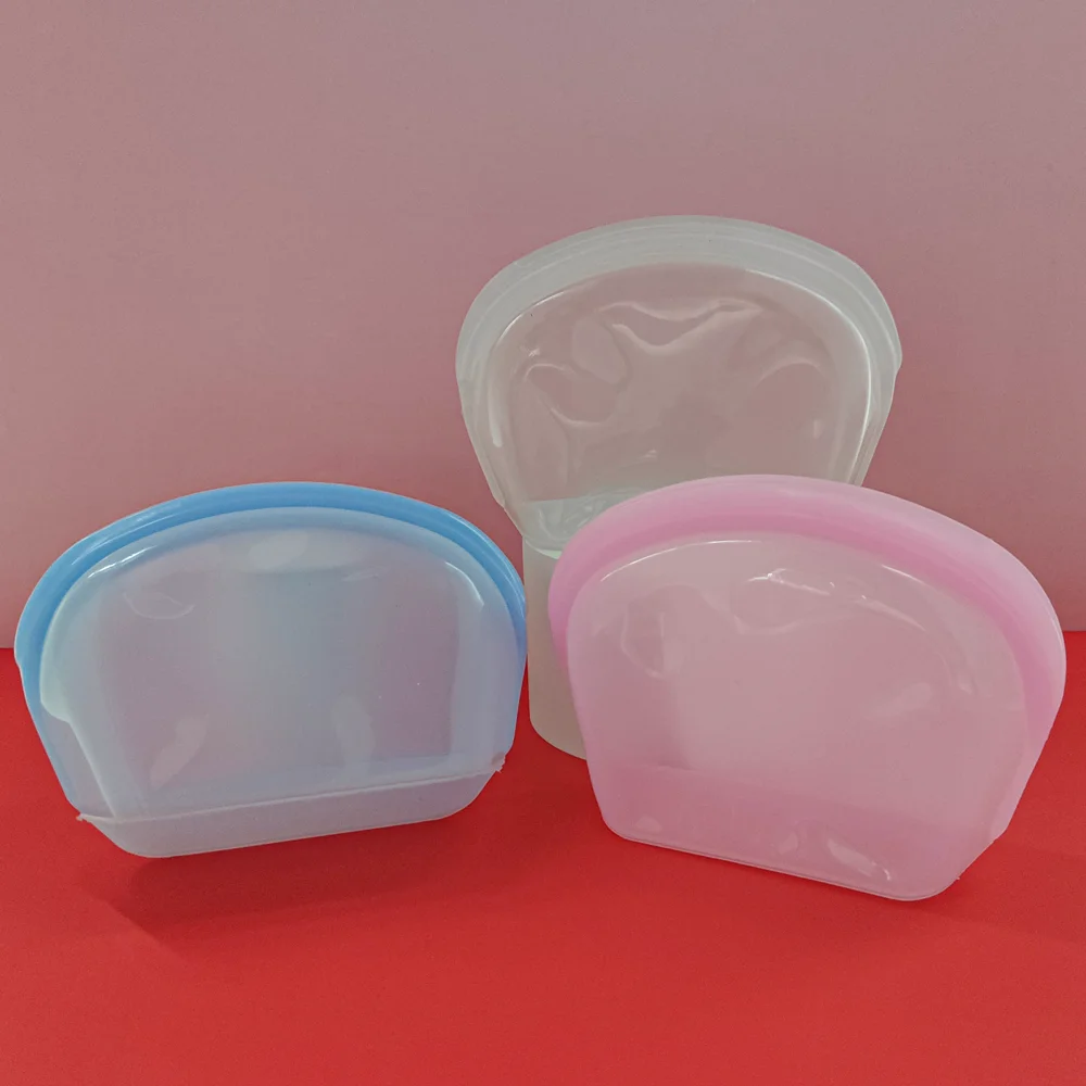 1000ML Foldable Silicone Bag Collapsable Base Stand for Easy Filling Eco-conscious Products Sett for Ice-cream Making Meal Prep