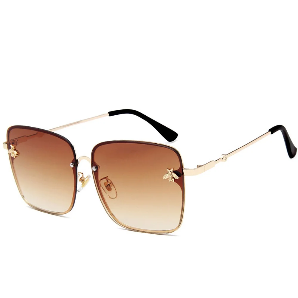 2022 New Fashion Lady Oversize Rimless Square Bee Sunglasses Women Men Small Bee Glasses Gradient Sun Glasses Female UV400