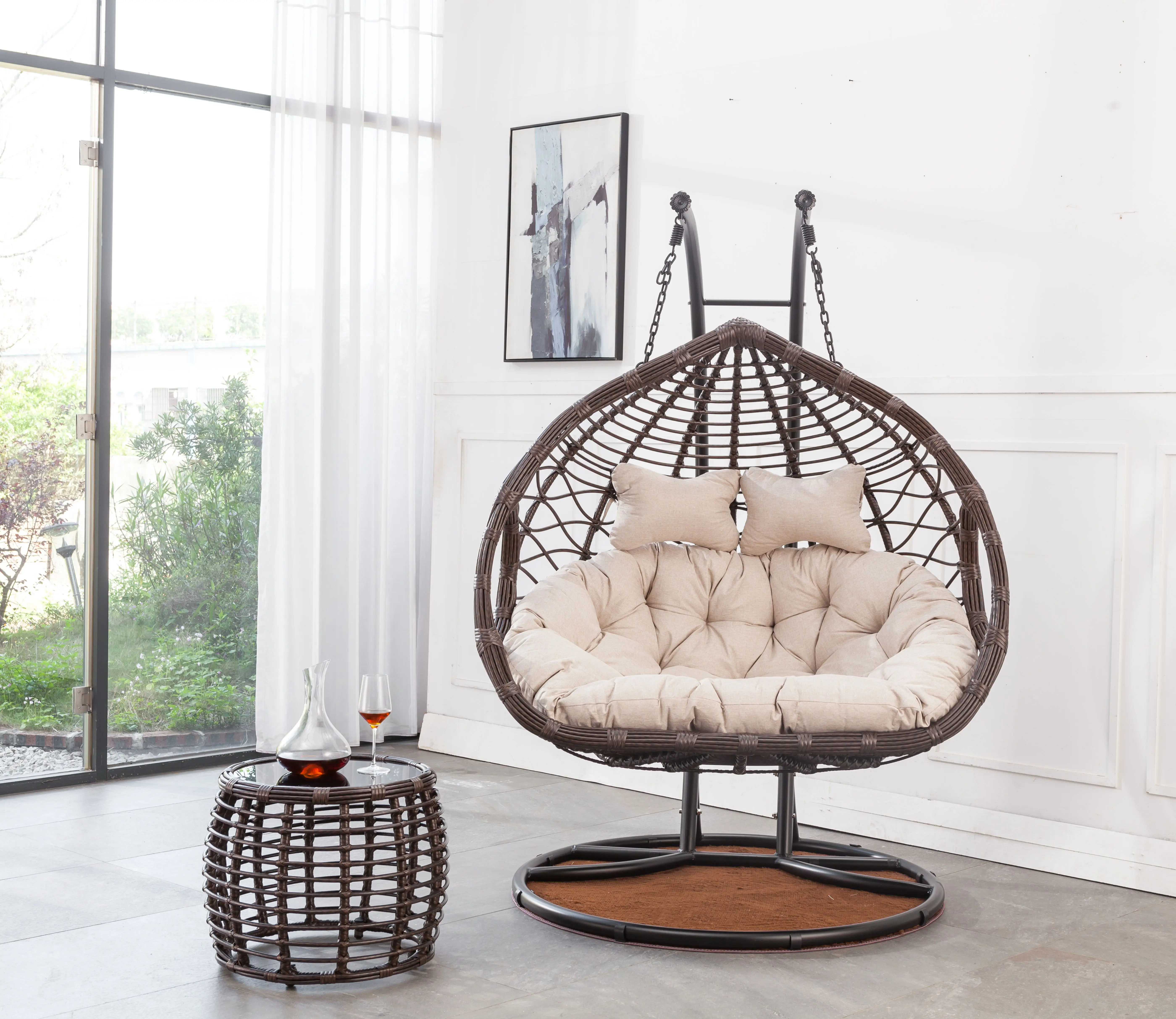 Rattan woven furniture home fashion hanging basket modern style woven rattan hanging chair cradle outdoor swing