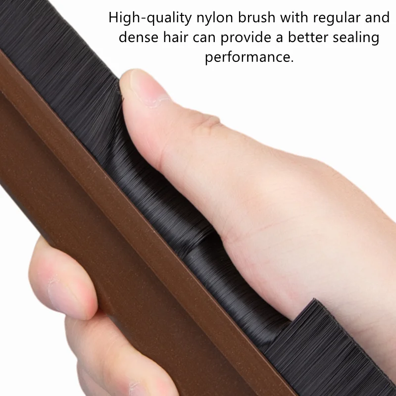 Door Brush Bottom Sweep Plastic Holder with Black Nylon Brush for Home Under Door Seals
