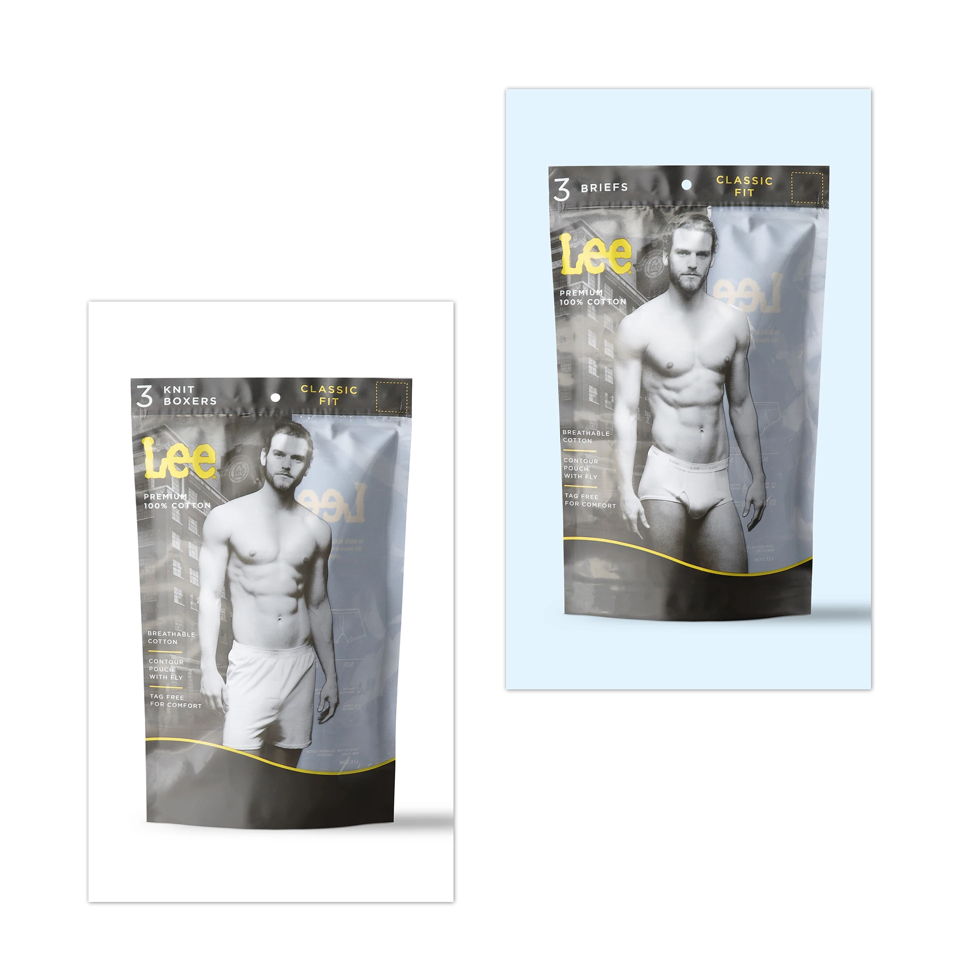 Customized Design Logo New Design Underwear Boxers Briefs Men Women Zip Lock Stand Up Packaging Bags Packs Of Men Underwear