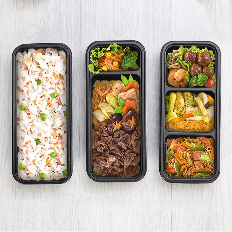 Cheap Disposable Food Box 3 Compartment Food Containers Bento Plastic Storage Boxes & Bins Plastic Blister Packing Container