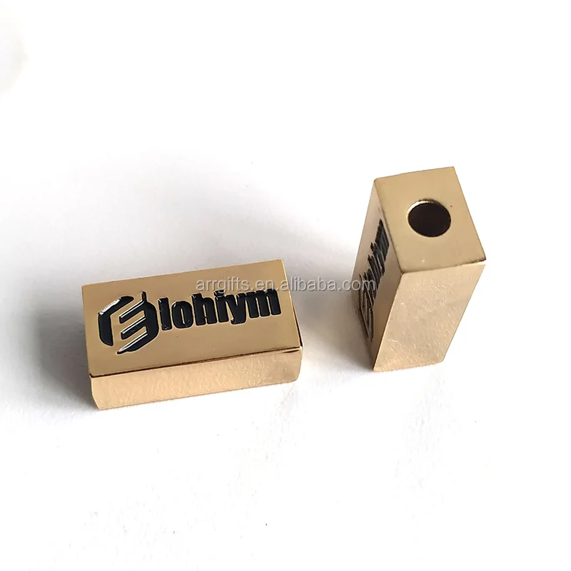 Custom Brand Logo Engraved Metal Bead Charms for Bracelet Necklace Decoration