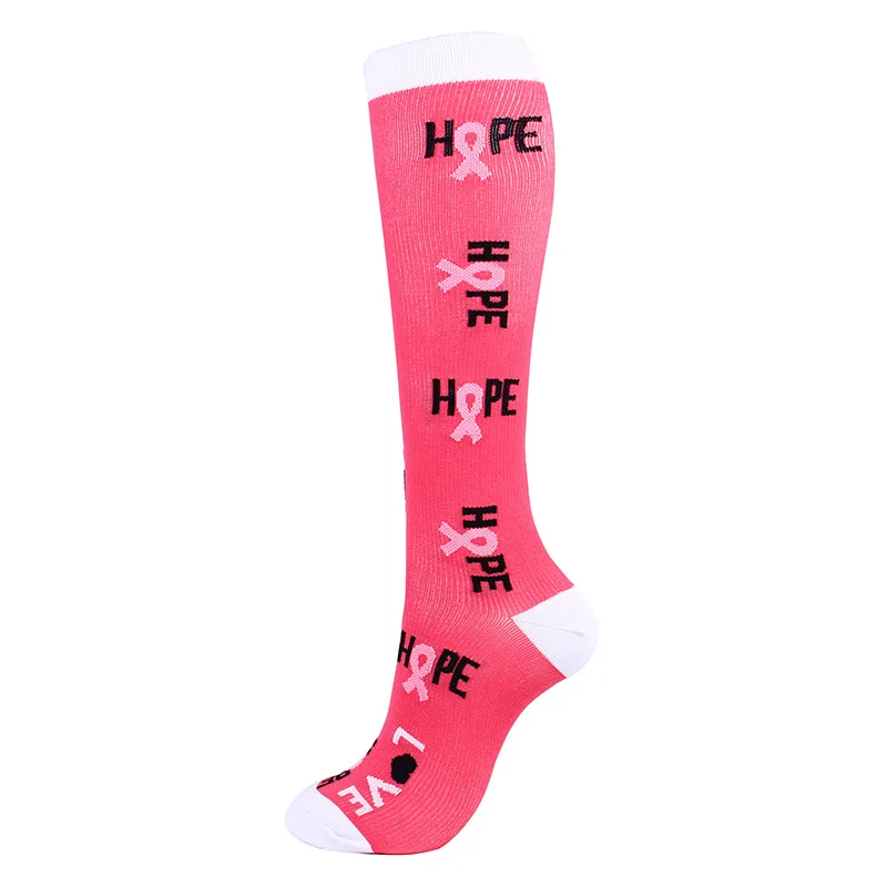 Custom jacquard breathable long crew socks cute images pattern nurse compression 20-30mmhg socks for women girls knee